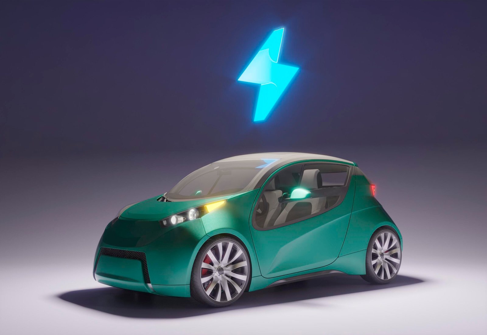 3d electric car with charged battery 1 scaled